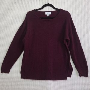 Kersh XL Wool Blend Women's Burgundy Lightweight Waffle Knit Sweater